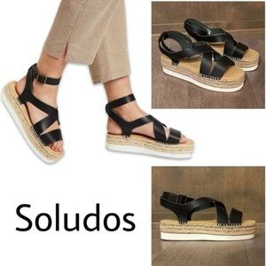 SOLUDOS Olympia Espadrille Leather Sandal. NIB